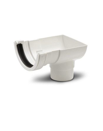 Buy Half Round Stop-end Outlet White | Poly Direct