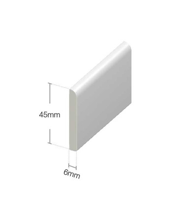 Buy Pencil Round Architrave Flat White Smooth - Width 45 mm | Poly Direct