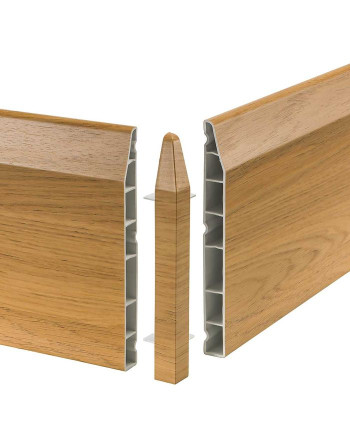 Buy Roomline Skirting External Corner Trim English Oak - Width 150 mm Chamfered | Poly Direct