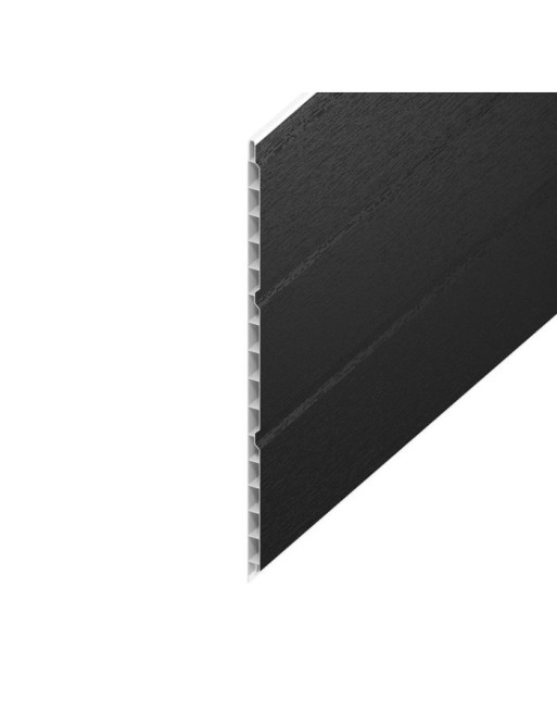 Buy Black Ash Woodgrain Hollow Soffit Board - Length 5m x Width 300mm | Poly Direct