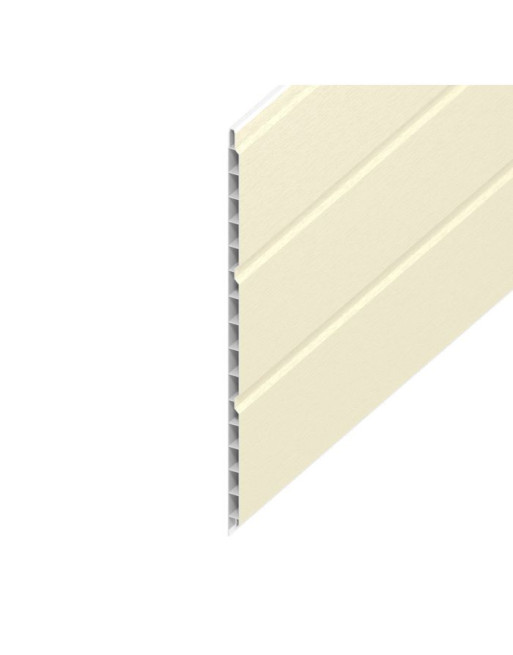 Buy Cream White Woodgrain Hollow Soffit Board - Length 5m x Width 300mm | Poly Direct