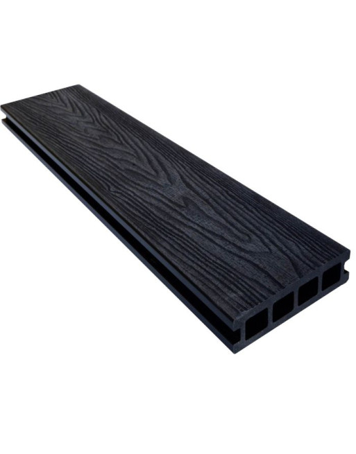 Buy Hollow Woodgrain & Groove Decking Ancient Black | Poly Direct